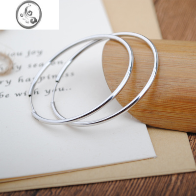 JiMi光面耳圈圈925银银针大耳圈防过敏欧美极简耳环夸张耳钉耳坠女款