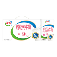 [8月生产]伊利 脱脂牛奶250ml*24盒/箱 零脂肪 好营养 整箱家庭装 礼盒装