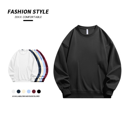 310g卫衣男秋季新款纯色重磅宽松休闲落肩情侣款圆领上衣厂家