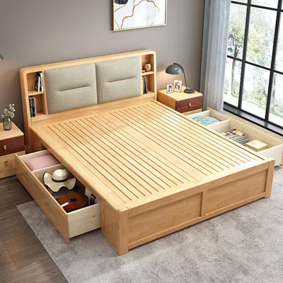 臻远 ZY-SMC-29 现代简约实木床双人床 1.5米抽屉高箱