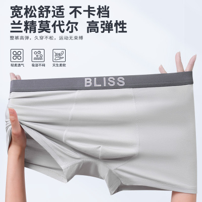 夏季莫代尔男士内裤肥胖加大码中高腰无痕平角裤深档薄款四角裤头