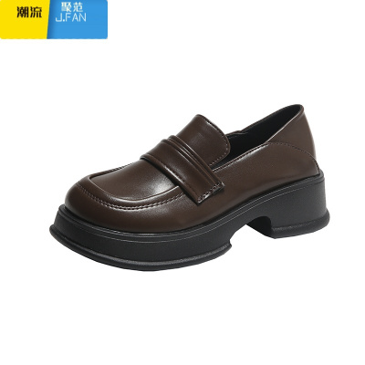聚范乐福鞋女2024新款日系JK制服鞋百搭英伦风小皮鞋松糕厚底单鞋
