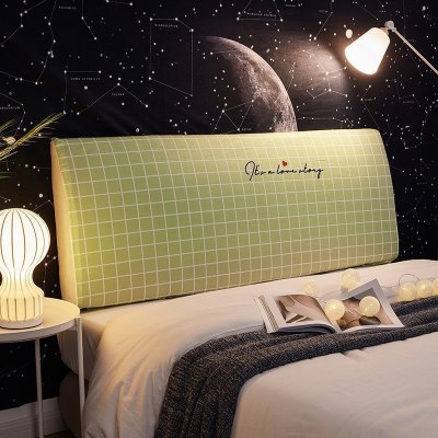 北欧床头罩套全包软包防尘罩床靠背罩保护套1.8米1.5m 格格屋(绿) 长120cm[床头高50cm-65cm以内适用]