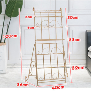 森美人简约铁艺落地书报架杂志报刊书架办公室报纸架大厅客厅摆放展示架 电镀金色书报架