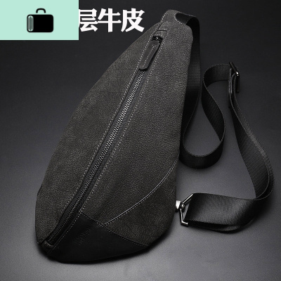 皮男胸包休闲时尚手机包韩版潮背包头层牛皮户外运动单肩斜挎包NEW LAKE男士单肩包