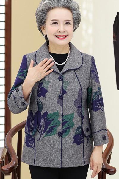 迪鲁奥(DILUAO)中老年人女装秋装外套60-70岁妈妈80奶奶春秋薄款太太老人上衣服