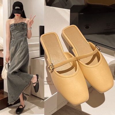 潮流夏季鞋法式气质2025女新款复古包头百搭懒人外穿玛浅口凉拖鞋
