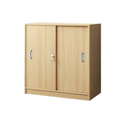 域赢木质二门储物柜资料柜推拉移门带锁矮柜边柜员工办公柜