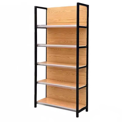 迅迈 双面加厚120*65*160/5层主架 超市货架展示架四柱木纹货架便利店商超小卖部文具店置物架