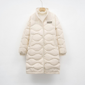 平湖新国标90绒羽绒服休闲冬季保暖户外风立领宽松长款外套女