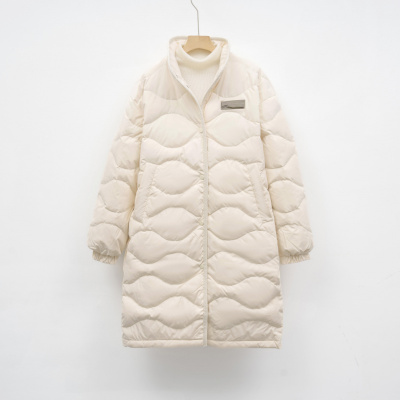 平湖新国标90绒羽绒服休闲冬季保暖户外风立领宽松长款外套女