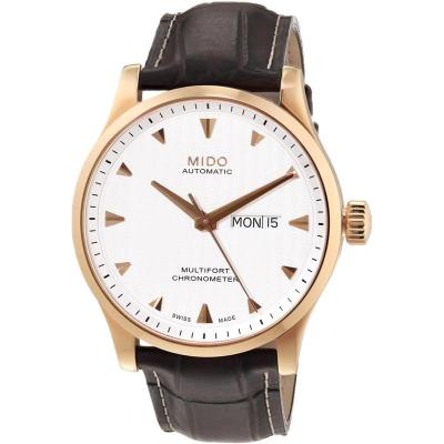 Mido情人节送男朋友 美度 瑞士手表新款圆形皮革手表自动机械表