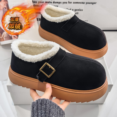 新款冬季雪地靴加绒保暖东北厚底棉鞋勃肯鞋短款矮帮防滑男鞋