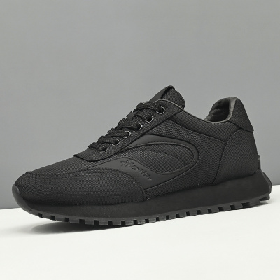 男生夏季黑色透气布鞋男款潮鞋厚底老爹鞋欧洲站男士运动休闲鞋男