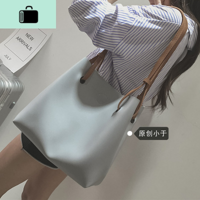 2020新款女包潮韩版撞色水桶包复古简约单肩包休闲手提子母大包包NEW LAKE女斜挎包