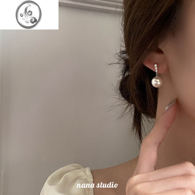 JiMi新款耳坠强光珍珠耳钉女925银银防过敏耳环ins小众设计高级感耳饰