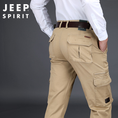 JEEP SPIRIT吉普秋冬休闲多口袋裤男士商务直筒宽松大码户外厚款休闲长裤子