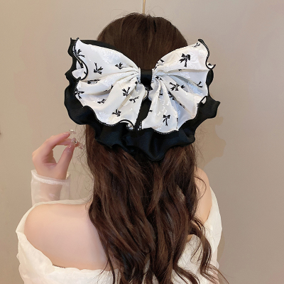 新中式双层蝴蝶结发夹顶夹弹簧夹2024年新款后脑勺气质汉服头饰女送女朋友老婆情人节七夕生日礼物