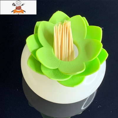 高颜值牙签盒筒创意时尚家用简约时尚莲花玉石轻奢棉签收纳罐 敬平 荧光绿牙签筒