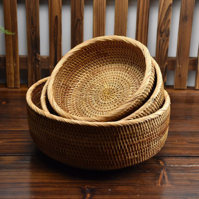 家柏饰(CORATED)越藤编茶点盒手工水果篮干果盘零食篮家用竹编创意桌面收纳篮