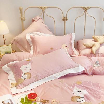 美帮汇60支贡缎长绒棉四件套全棉全棉少女心床上用品床单款被套