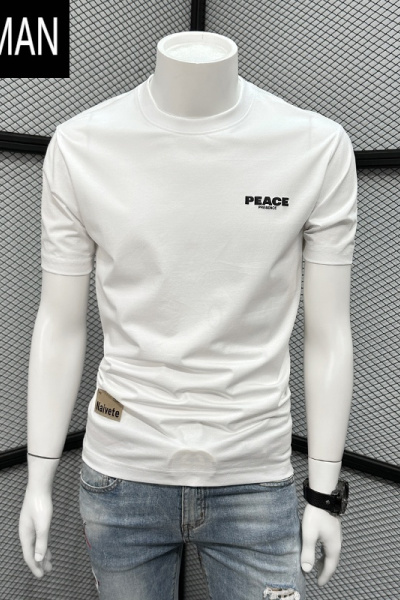 HLCOMAN新款夏装潮男士短袖T恤圆领字母印花修身体恤夏季半袖打底衫