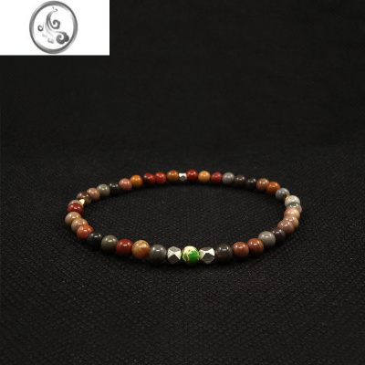 JiMi小众设计 Nomad款海洋石银银切面珠情侣手链男