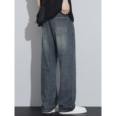 四季美式复古直筒牛仔裤男装新款潮牌宽松高街男士休闲长裤子