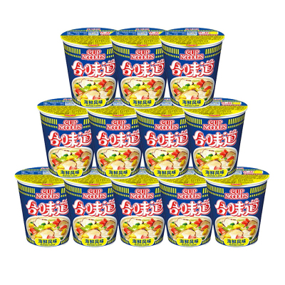 日清(NISSIN) 方便面 合味道组合装 杯面泡面快餐面 海鲜风味12杯整箱装