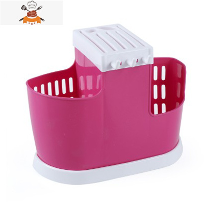 厨房用品大号筷子筒加厚塑料刀架筷笼沥水餐具置物架铲勺收纳架盒 敬平 玫红色B餐具架