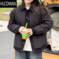 HLCOMAN2023男士新款设计感简约棉衣拼接假p暖百搭翻领休闲夹克