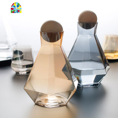 冷水壶家用玻璃北欧ins耐热凉水杯套装简约扎壶大容量凉白开水壶 FENGHOU 烟灰冷水壶+2杯凉水壶