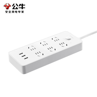 公牛 GNV-UUN153 单控6位插座 插排(新)3USB孔位 1.8米
