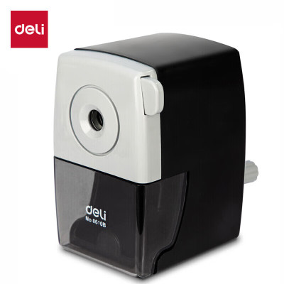 得力(deli)0610B黑白简约学生手摇削笔机/铅笔削笔器/转笔刀 黑色