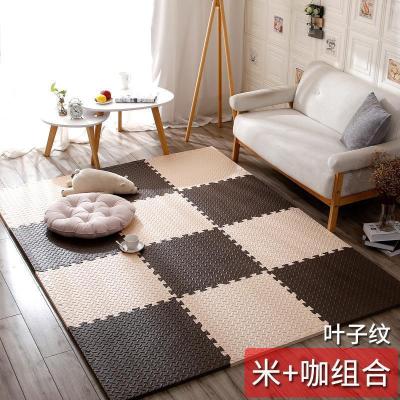 泡沫地垫家用隔音海绵铺地板垫子拼接爬爬卧室儿童爬行垫拼图防摔 米+咖 60*60*1.0cm十字纹[6片]送边条