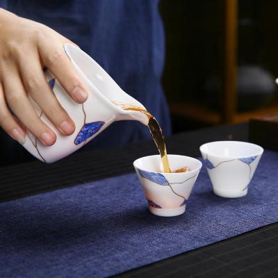 家柏饰(CORATED)玉白瓷公道杯单个鹰嘴冲茶器家用描金茶海清透功德杯贪心杯