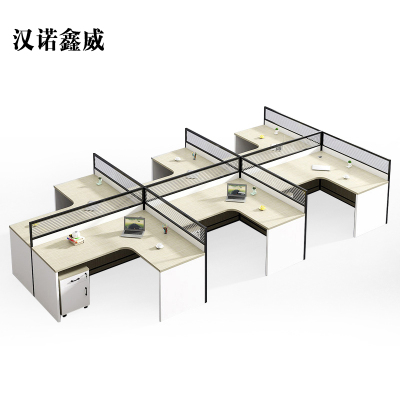 汉诺鑫威办公桌办公室职员桌2/4/6人办公家具屏风隔断电脑办公桌椅组合[工厂现做 7天内发货]