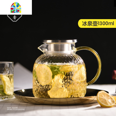 凉水壶家用耐热可高温玻璃水壶套装大容量防爆水杯日式冷水壶 FENGHOU 冰泉壶1800ML+冰晶杯*4