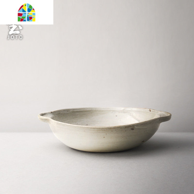 日式粗陶双耳碗防烫汤面钵仔碗大餐具手工陶瓷微波炉家用食器 FENGHOU 大号双耳碗(天目黑)