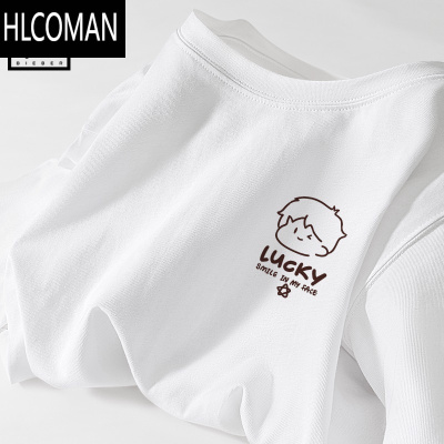 HLCOMAN夏季t恤男短袖2025新款白色加大码休闲体恤男士简约潮牌半袖