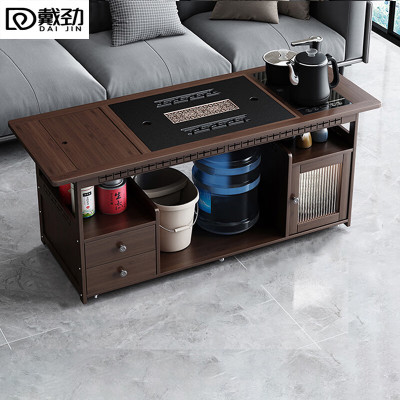 戴劲移动茶台家用竹木小茶桌烧水壶一体简约现代功夫茶几120长乌金石防烫全自动电器