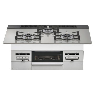 日本林内燃气灶SENCE 75嵌入式三眼灶煤气炉烤箱天然气RS71W36T2RVW银色玻璃