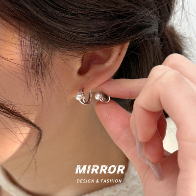 925纯银母贝珍珠耳扣女耳钉耳环耳饰网红小众设计ins风送女朋友老婆情人节七夕生日礼物