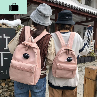纯色帆布双肩包女2019新款学院风韩版简约百搭迷你学生书包小背包NEW LAKE