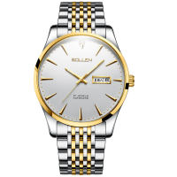 梭伦(SOLLEN)手表男超薄新款正品自动机械表夜光防水镶钻商务时尚休闲潮流简约双日历男表SL9030