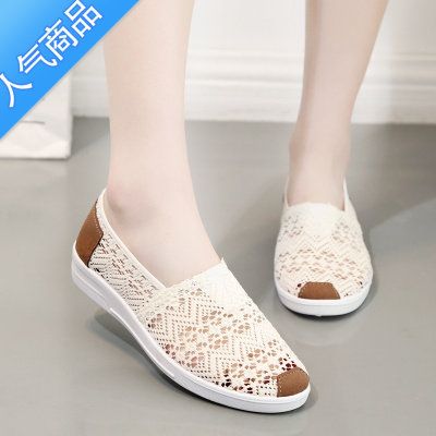 SUNTEK老北京布鞋女鞋夏季新款透气网面凉鞋女款网鞋一脚蹬软底妈妈鞋子