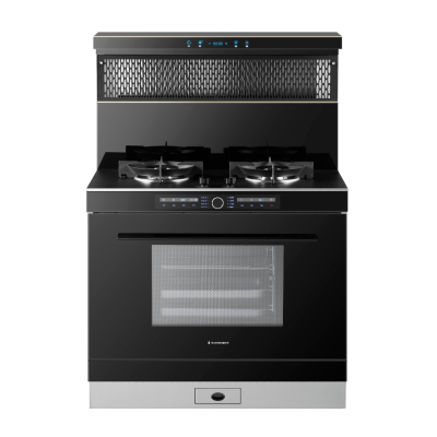 火星人(marssenger)集成灶JJZY-F83BC01L钢化玻璃台面排油烟机燃气灶蒸烤一体灶 左排烟 液化气