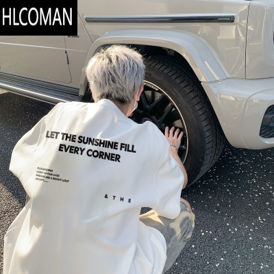 HLCOMAN男士短袖t恤2025新款夏季美式宽松情侣半袖上衣