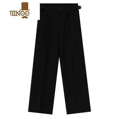 YANXUSNEIKLAU 西装裤休闲垂感裤子男宽松直筒坠感纯色腰围可调节西裤