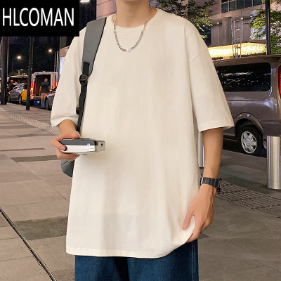 HLCOMAN短袖t恤男夏季2025新款潮牌宽松半袖港风男生体恤纯色打底衫t
